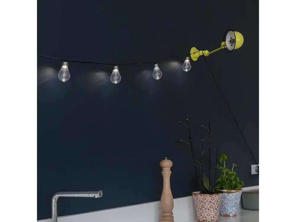 Balise solaire Guirlande lumineuse de jardin 10 ampoules transparentes LED blanc FANTASY GLACIAL 7.50m