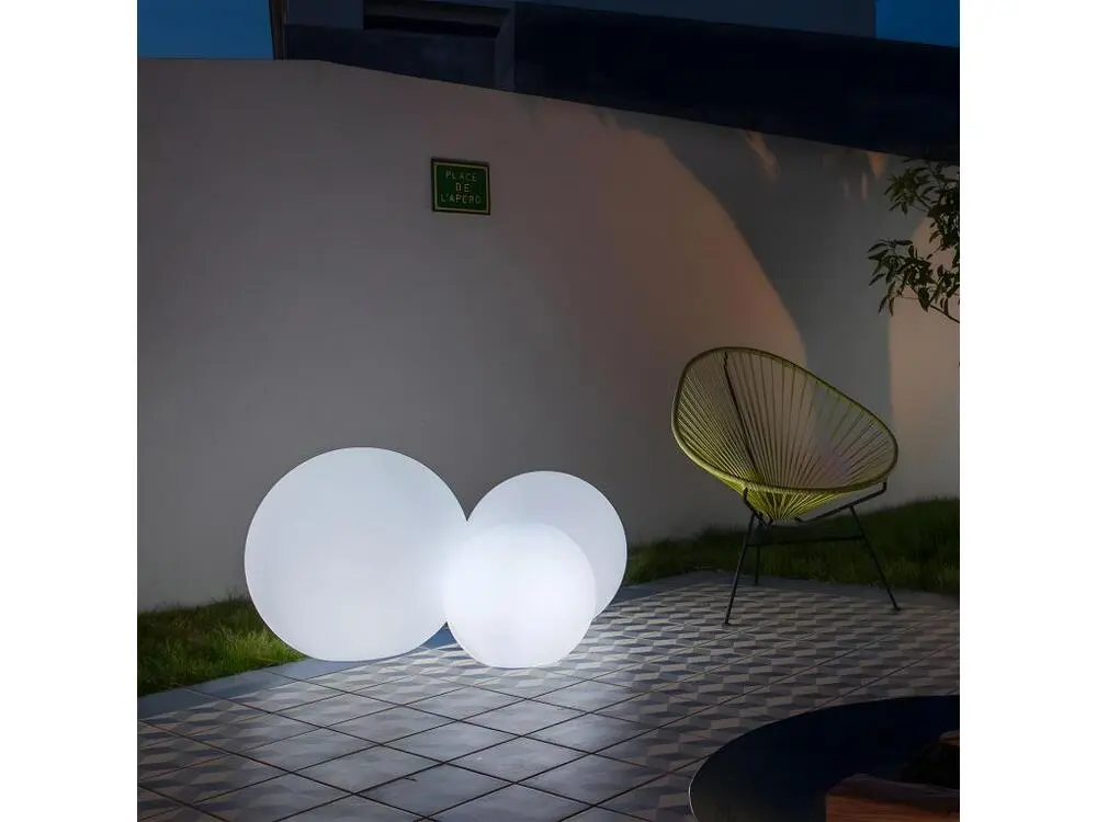 Boule lumineuse filaire pour extérieur LED blanc BOBBY ∅60cm culot E27 pour allée et terrasse