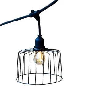Guirlande lumineuse extérieur avec abat-jour en métal 10 ampoules à filament douille E27 LED blanc brûlant NEMA LIGHT 6m