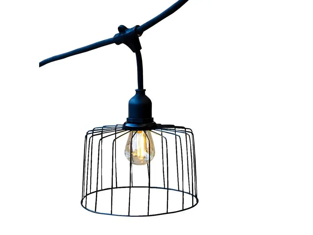 Guirlande lumineuse extérieur avec abat-jour en métal 10 ampoules à filament douille E27 LED blanc brûlant NEMA LIGHT 6m