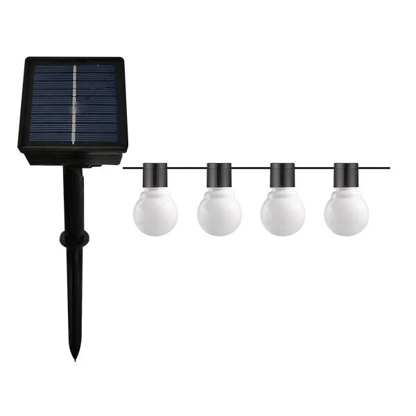Guirlande lumineuse solaire d'extérieur de 7 mètres avec 20 ampoules avec revêtement blanc. Couronne solaire pour sécurité...