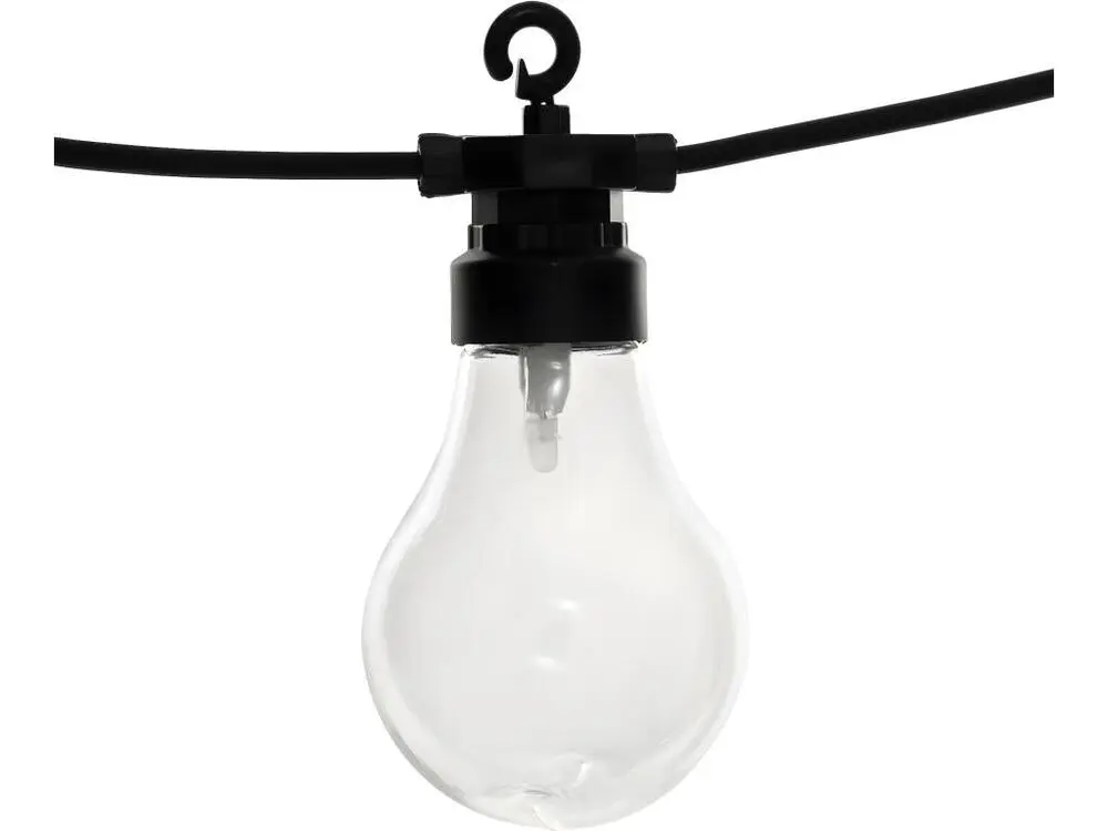 Guirlande Lumineuse Solaire façon guinguette 10 Ampoules transparentes LED Blanc doux sur 5 mètres