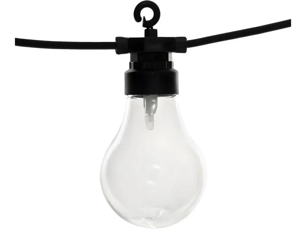 Guirlande Lumineuse Solaire façon guinguette 10 Ampoules transparentes LED Blanc doux sur 5 mètres