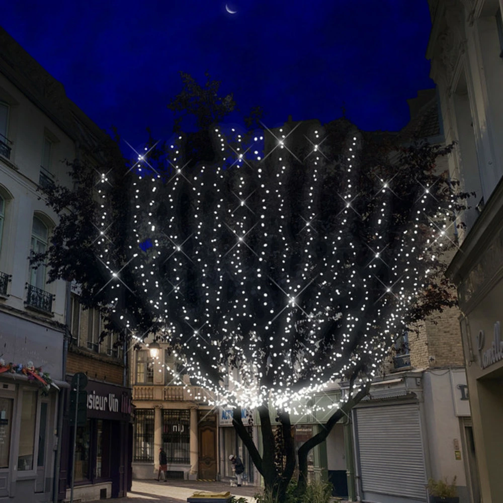 Guirlande scintillante l12m 120 led blanc gelé - prolongeable - qualité professionnelle - int/ext - chromex