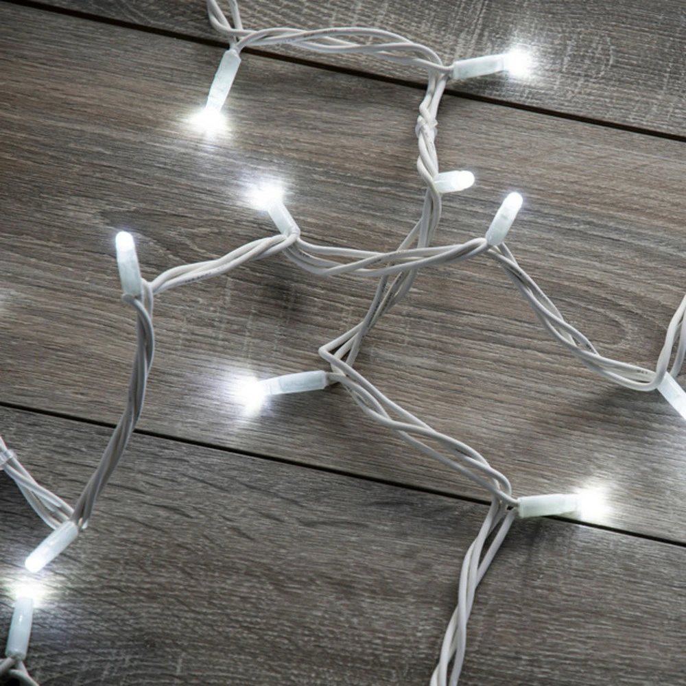 Guirlande scintillante l12m 120 led blanc gelé - prolongeable - qualité professionnelle - int/ext - chromex