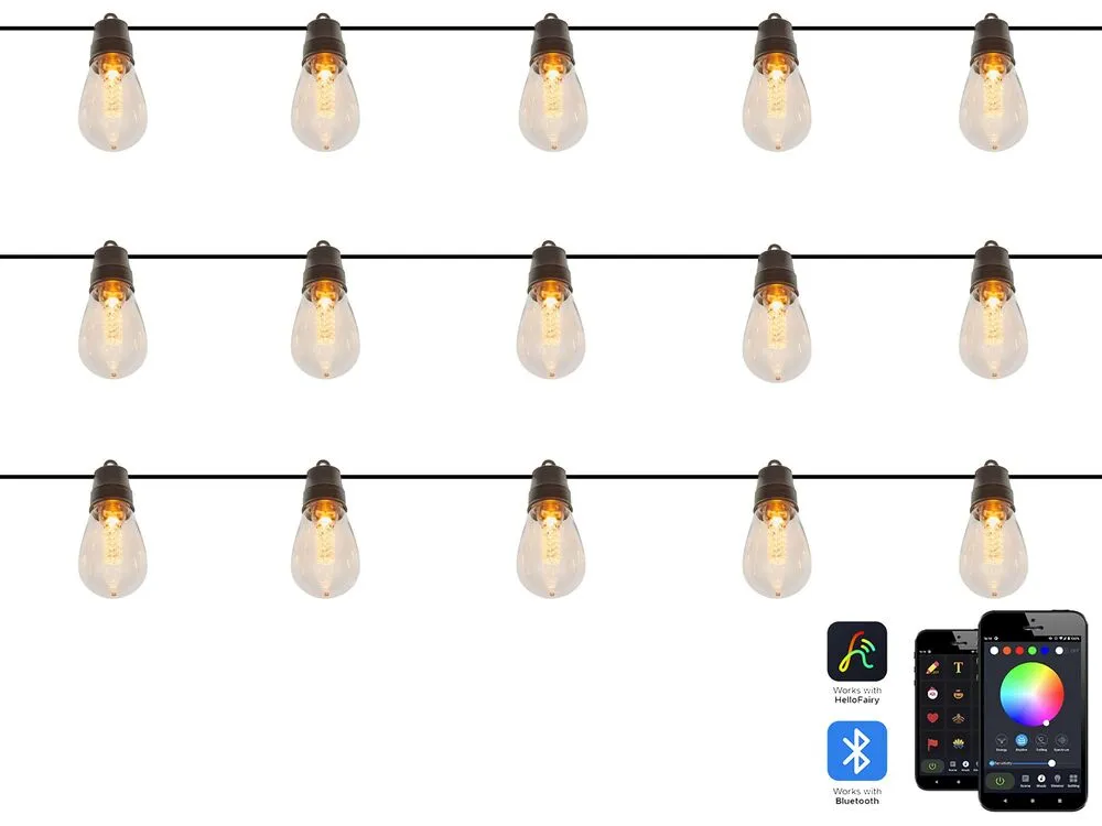 Lanterne murale Guirlande de LED blanche contrôlable via une application 12,50 m pour extérieur ITILLEQ