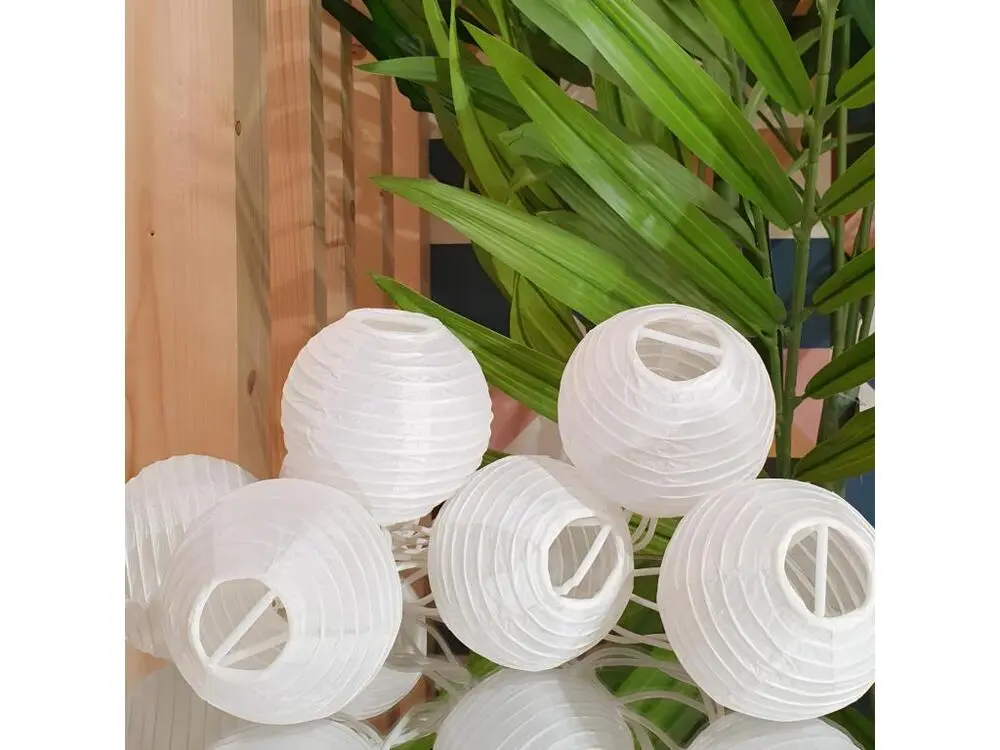 Lot de 4 guirlandes lumineuses blanches en boules de papier 3.10 m Résistant au gel