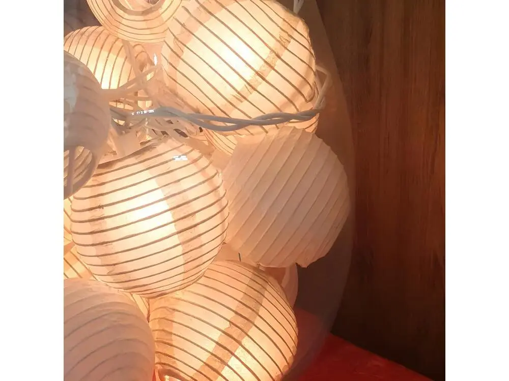 Lot de 4 guirlandes lumineuses blanches en boules de papier 3.10 m Résistant au gel