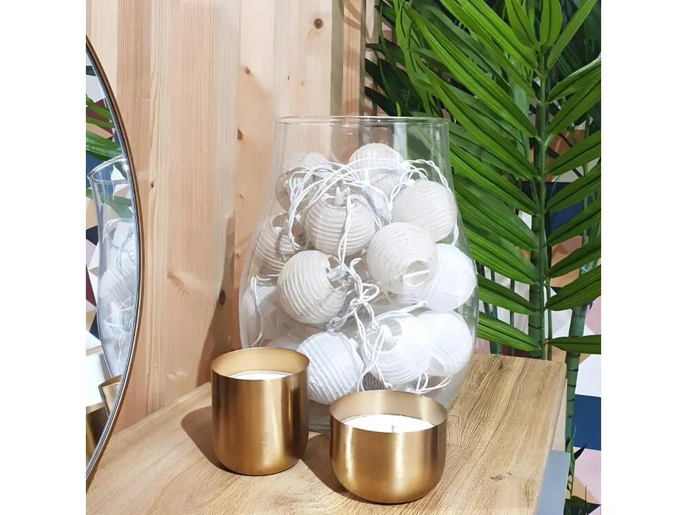Lot de 4 guirlandes lumineuses blanches en boules de papier 3.10 m Résistant au gel