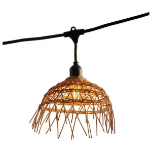 Étanche IP65 Guirlande lumineuse raccordable d'extérieur avec abat-jour en polyrotin style bohème 10 ampoules à filament d...