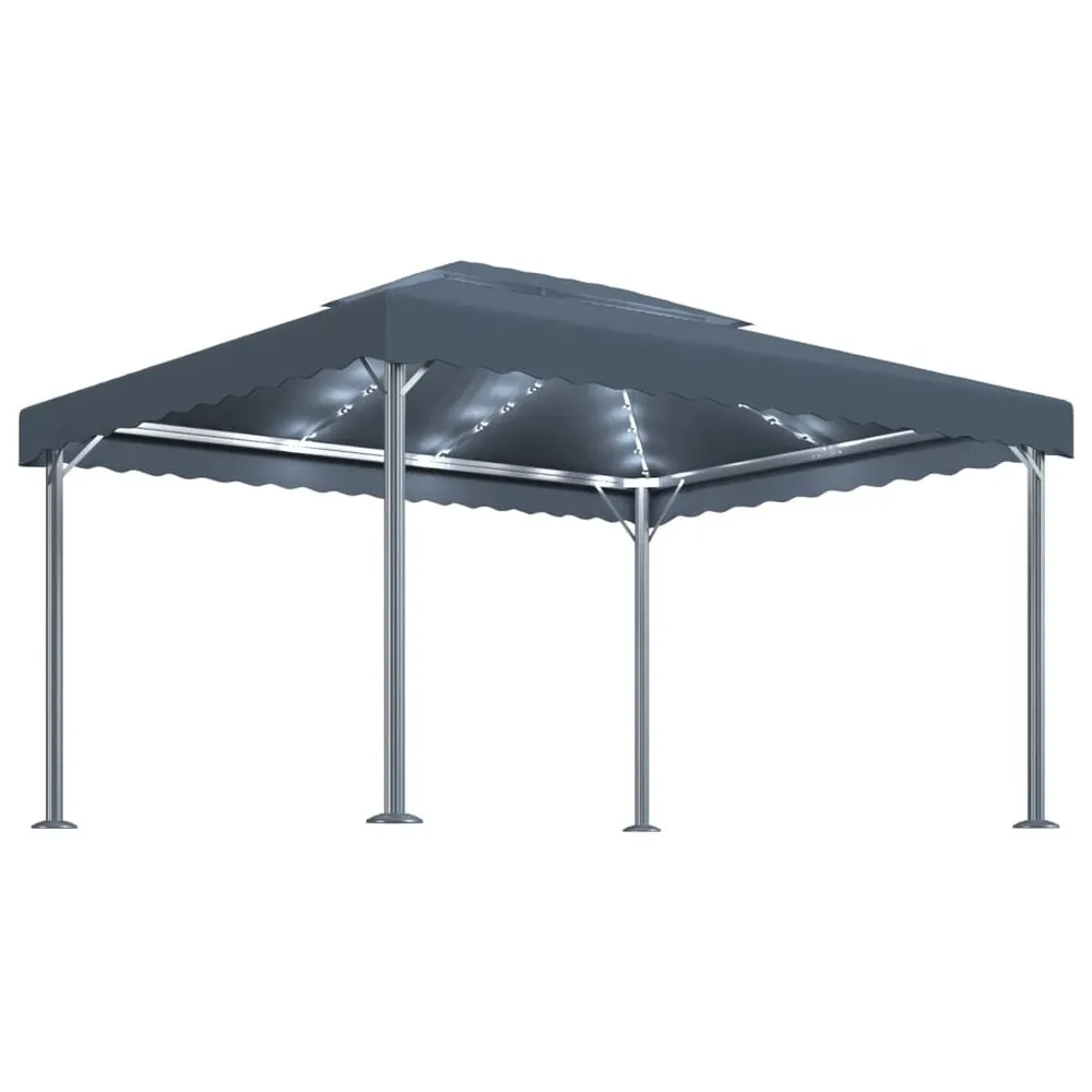 Étanche IP65 Tonnelle et guirlande lumineuse à LED 4x3m Anthracite Aluminium