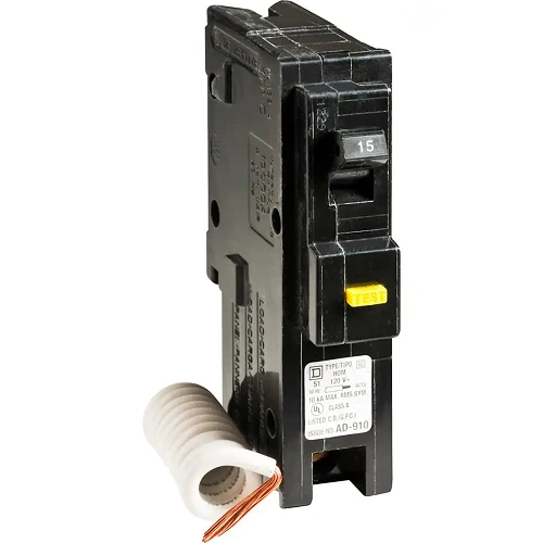 Square D HOM115GFI 1 Pole 15 Amp 120/240 VAC 10 kA Plug On Circuit Breaker avec minuterie programmable