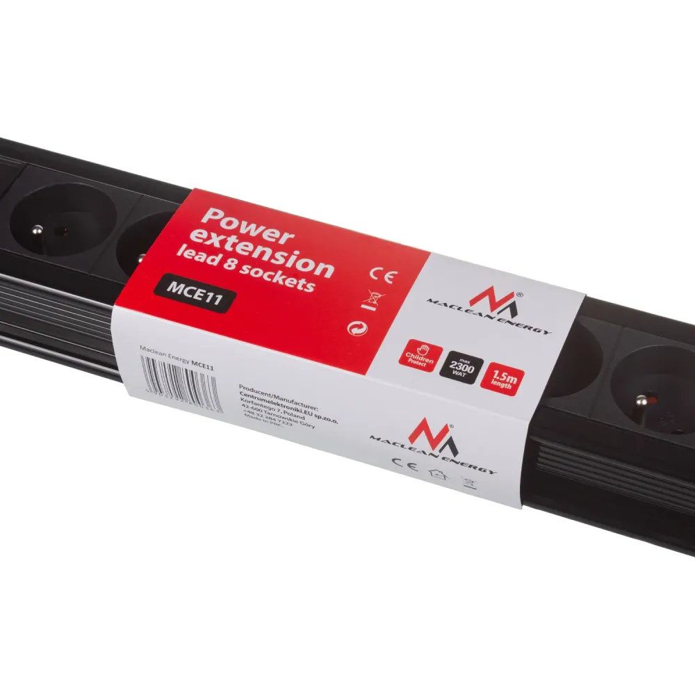 Multiprise avec 8 prises et interrupteur lumineux Maclean MCE11 - Compatible Prise Française