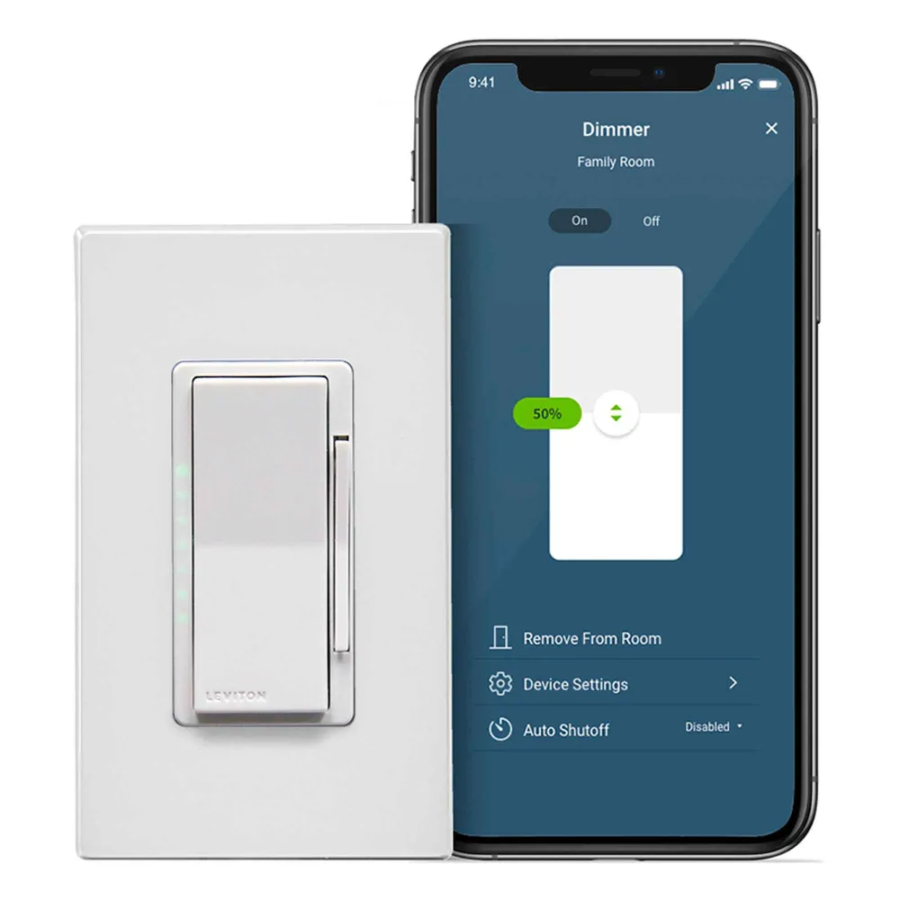 Variateur Électronique Silencieux Gradateur Decora intelligent Wi-Fi de 600 W, blanc