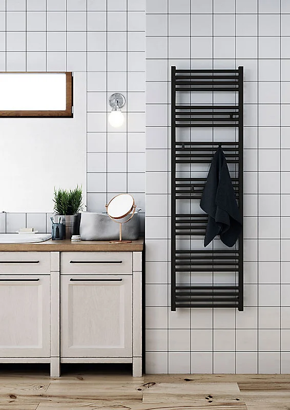 Sèche-serviette électrique personnalisable noir - HxL 1620x400 mm - 600 Watt - FIO1620/400E1NP