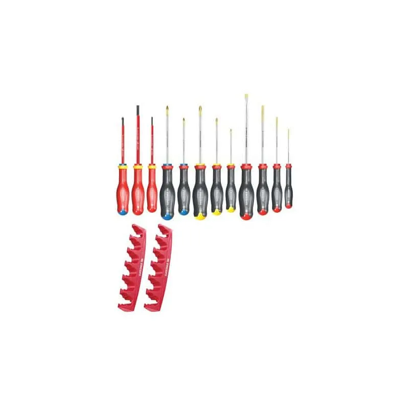 Jeu de 12 tournevis + rack fente / pozidriv / phillips FACOM AT.J12R1PB pour Robinet de Cuisine