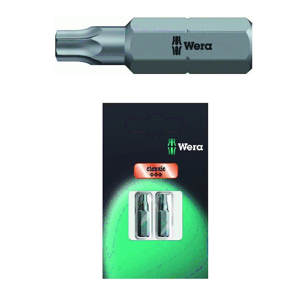 Jeu de 2 embouts de vissage empreinte Torx® 867/1 - T10 x 25 mm - WERA WERK avec Joint d'Étanchéité Inclus