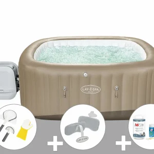 Kit spa gonflable lay-z-spa palma carré hydrojet pro 5/7 places + kit traitemen avec Joint d'Étanchéité Inclus