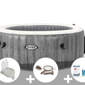 Professionnel Haute Qualité Kit spa gonflable purespa baltik rond bulles 4 places + kit d'entretien + porte