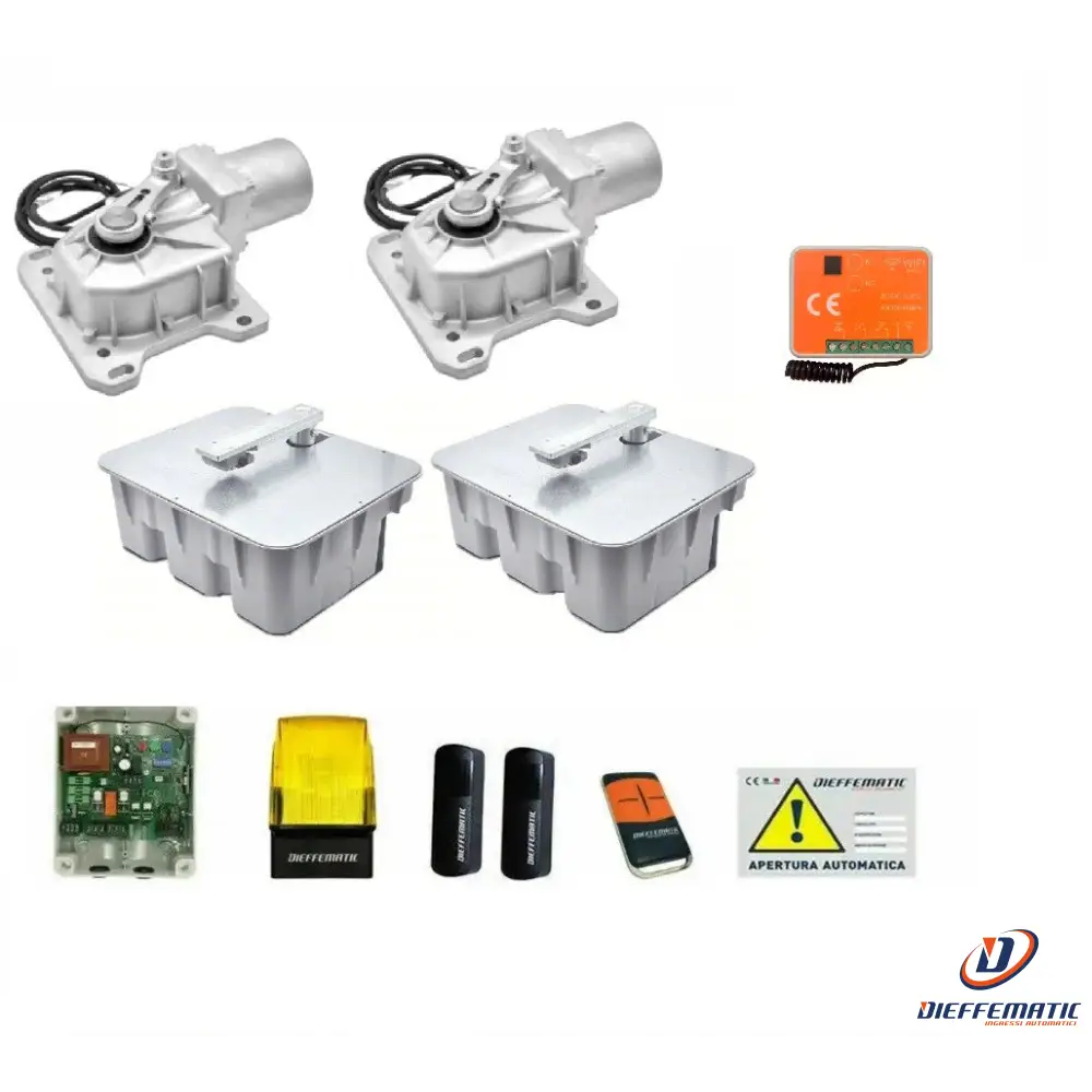 Kit Cromo 230V Automazione Battente Interrato + Casse Fondazioni Connecté Rx Wifi