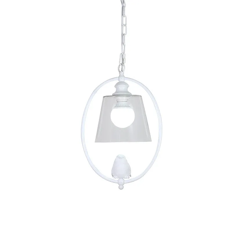 Kit de lampe suspendue ovale en métal nordique, 1 tête, blanc/noir, plafonnier avec abat-jour en verre diaphane avec lumiè...