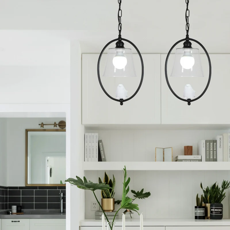 Kit de lampe suspendue ovale en métal nordique, 1 tête, blanc/noir, plafonnier avec abat-jour en verre diaphane avec lumiè...