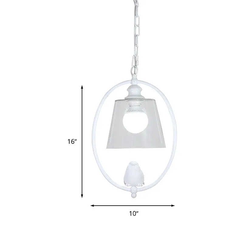 Kit de lampe suspendue ovale en métal nordique, 1 tête, blanc/noir, plafonnier avec abat-jour en verre diaphane avec lumiè...