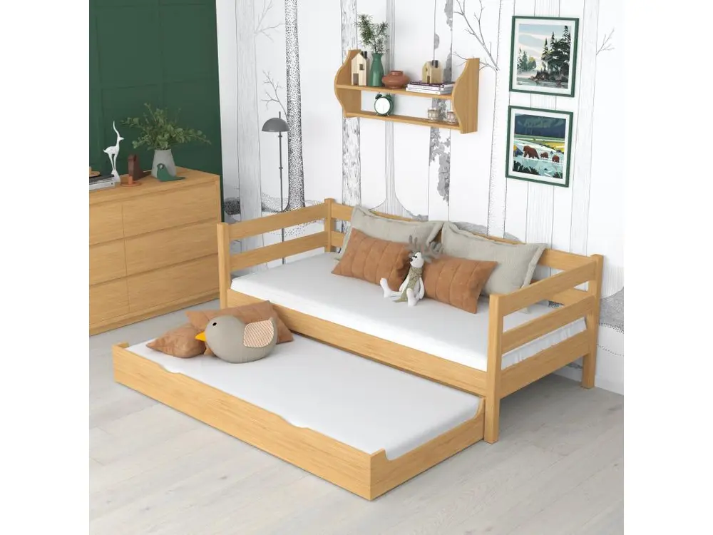 Chauffage de survie Lit banquette gigogne N01 Pin Naturel 90x190