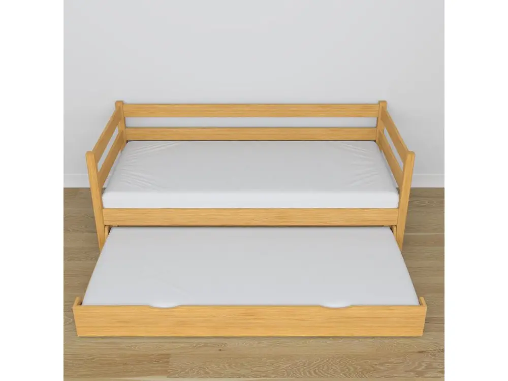Chauffage de survie Lit banquette gigogne N01 Pin Naturel 90x190