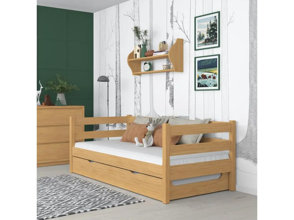 Chauffage de survie Lit banquette gigogne N01 Pin Naturel 90x190