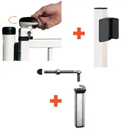 Kit exhaustif fermeture portillon piscine serrure + gâche + charnière