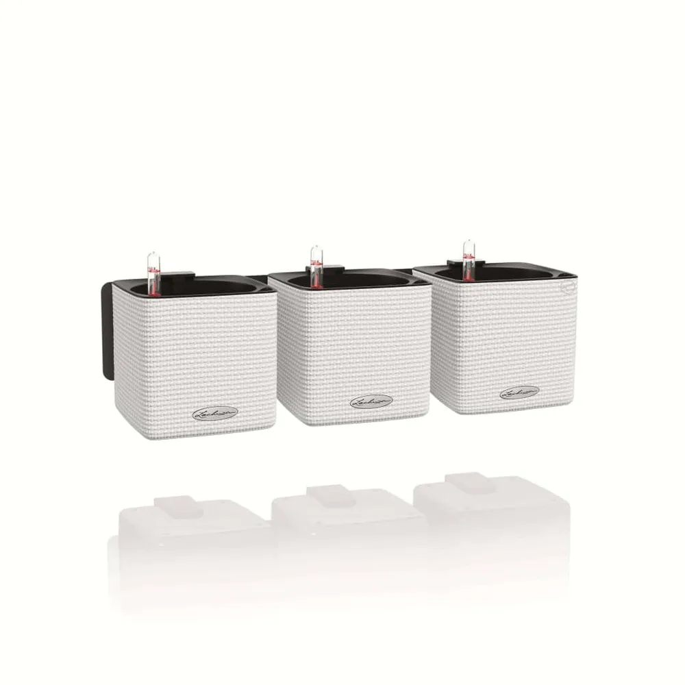 LECHUZA 3 pcs Jardinières Vert êt Wall Home Kit Blanc pour famille de 4 personnes