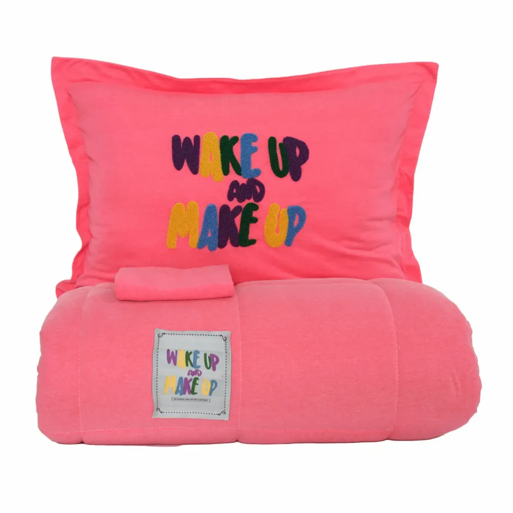 Purificateur d'air Parure de Lit Simple Karaca Home Motto Coton peigné Comfort, Fuchsia