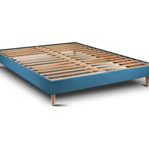 Sommier Kit Velours Bleu 200x200 H29cm pour voyage et camping