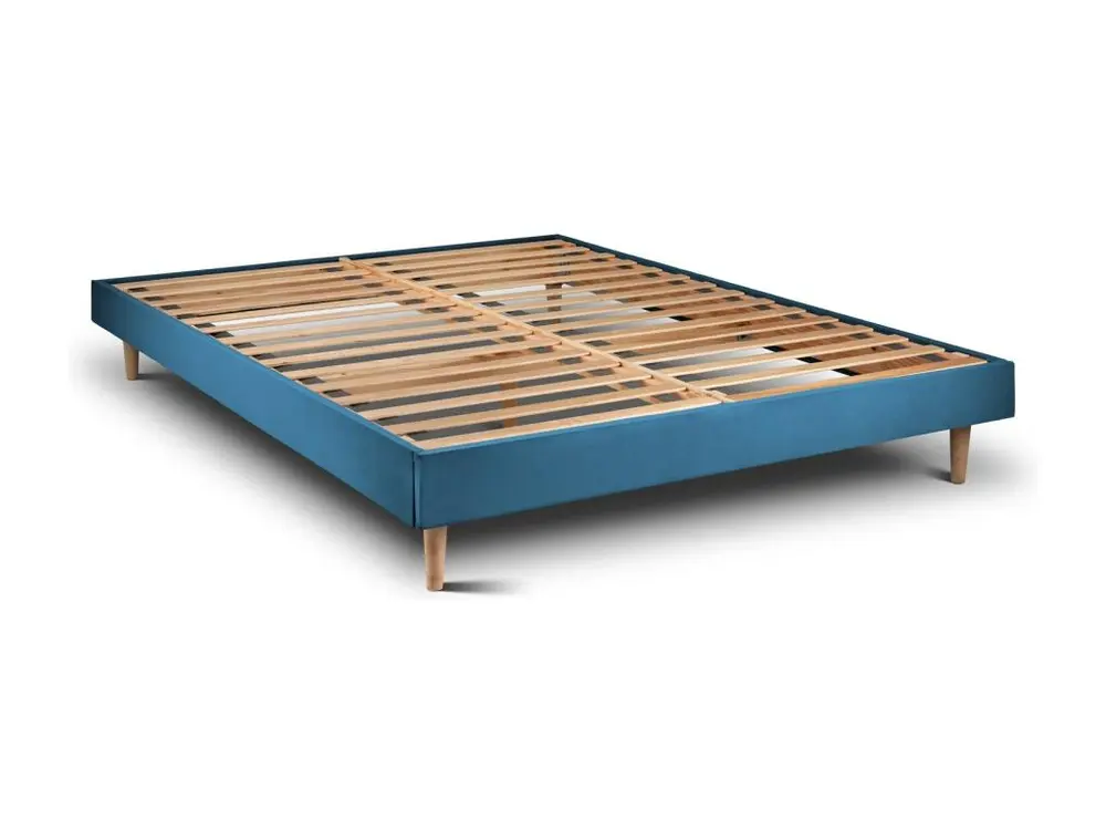 Sommier Kit Velours Bleu 200x200 H29cm pour voyage et camping