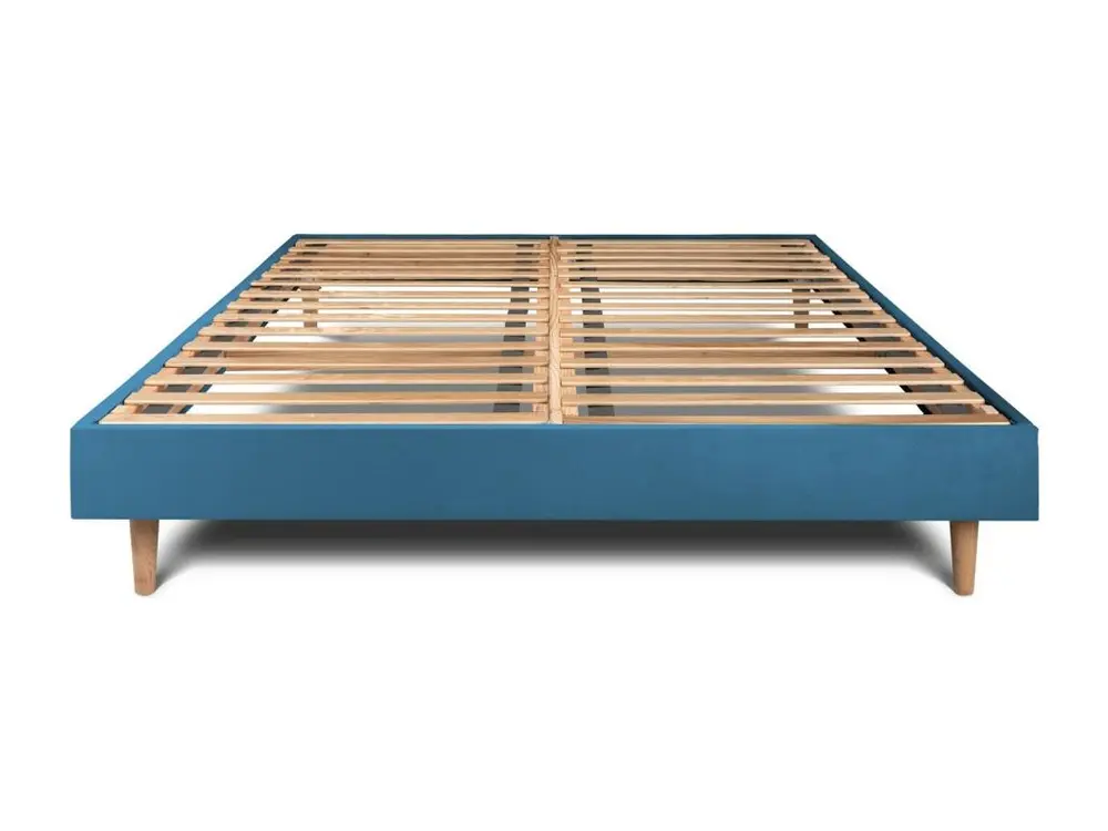 Sommier Kit Velours Bleu 200x200 H29cm pour voyage et camping