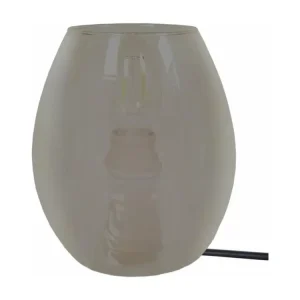 Lampe de chevet verre ovale taupe 16 cm. Style industriel