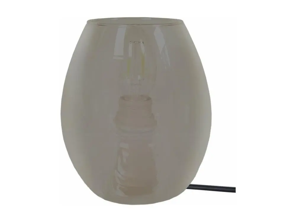 Lampe de chevet verre ovale taupe 16 cm. Style industriel