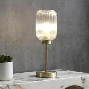 Lampe à poser classique en métal et verre - D. 14 x H. 43,5 cm - Doré - LOUXOR en multicolore