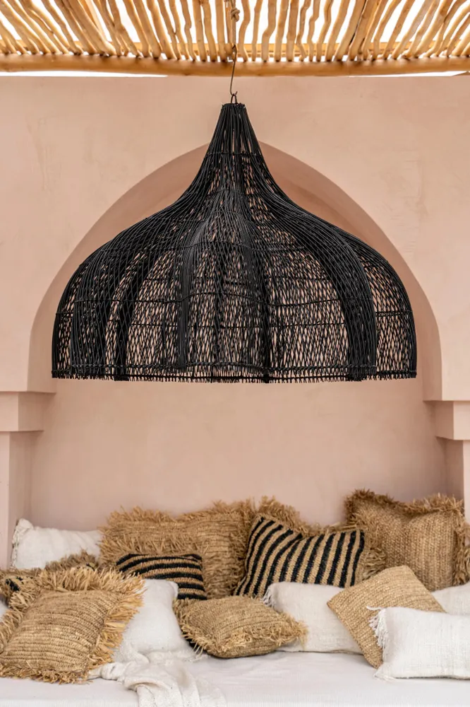 Whipped Pendant - Noir jais - XL avec base en bois