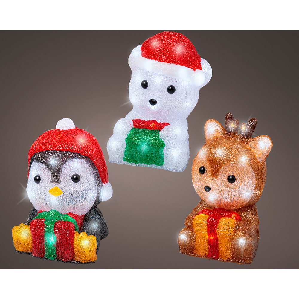 Décoration lumineuse de Noël Animaux 30 LED - H 24 cm pour chambre d'enfant