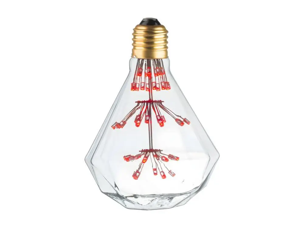 Lustre à cristaux Ampoule Lampe Déco DIAMANT ROUGE E27