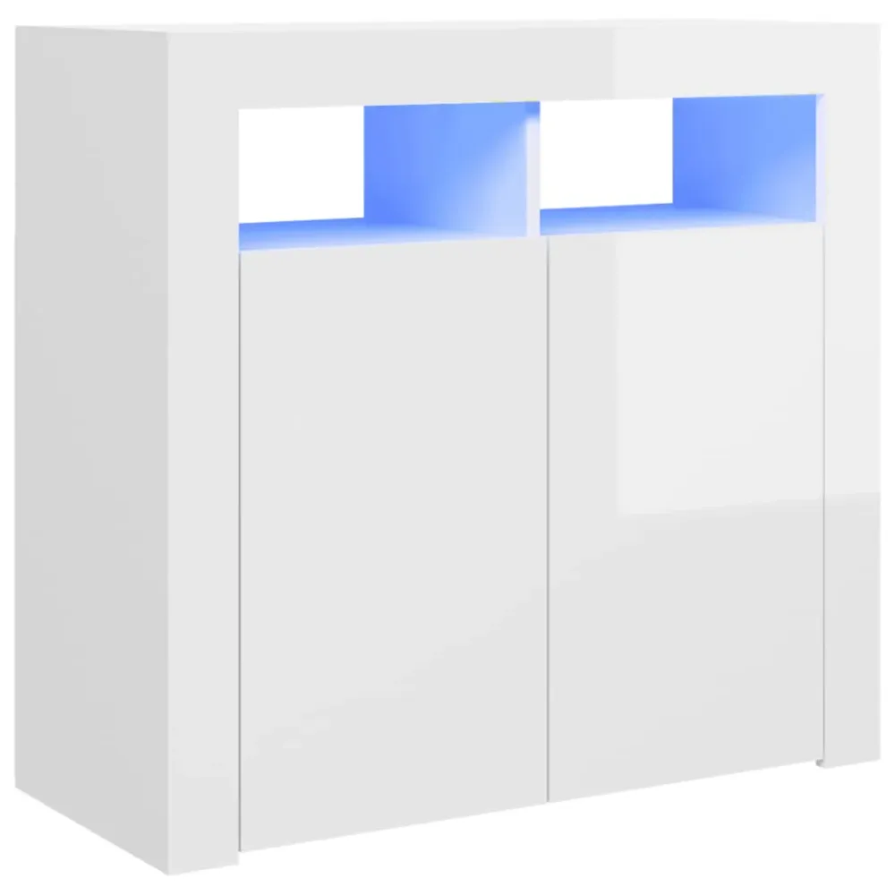 Buffet bahut commode armoire meuble de rangement organisateur cuisine salle de séjour salon avec lumières LED brillant 80...