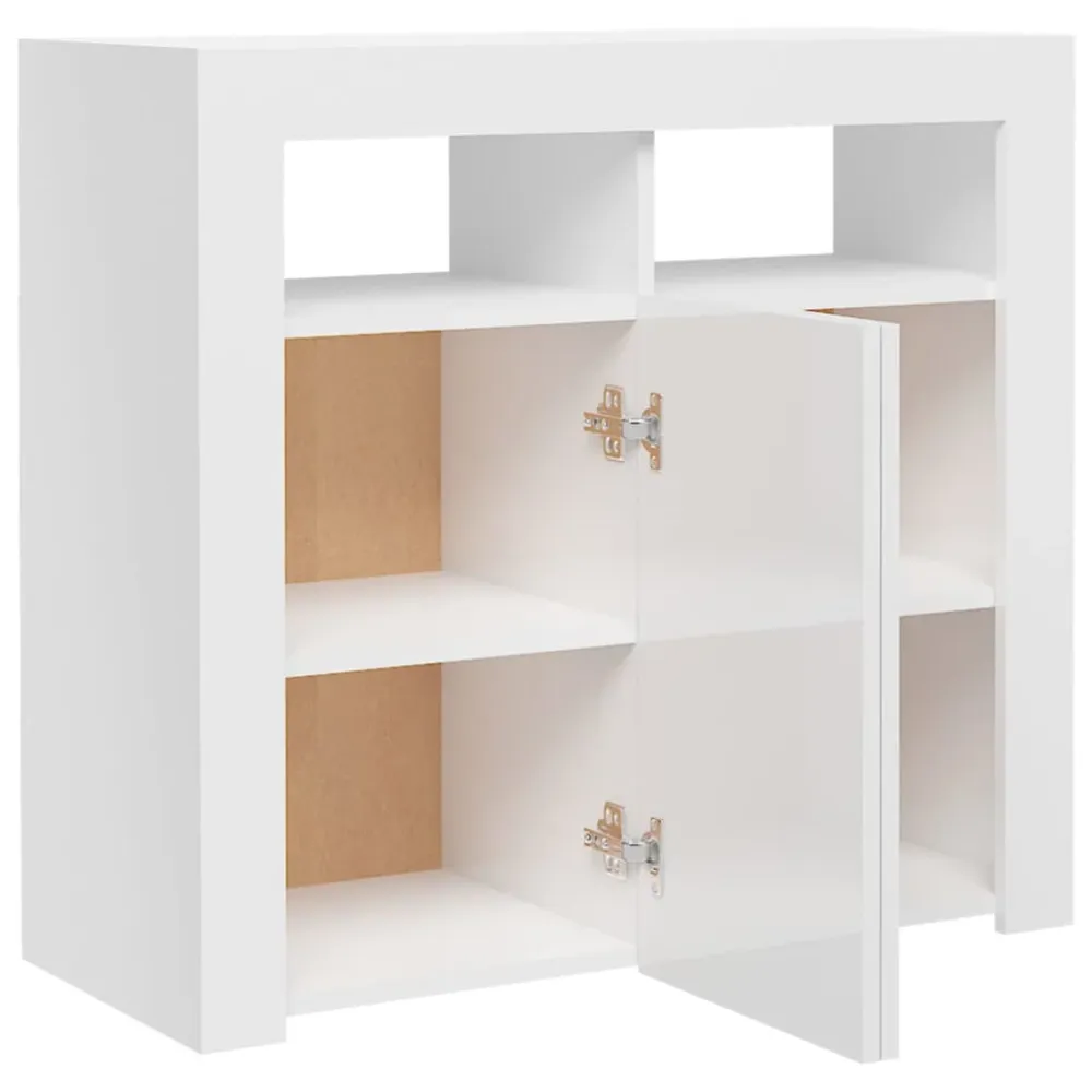 Buffet bahut commode armoire meuble de rangement organisateur cuisine salle de séjour salon avec lumières LED brillant 80...