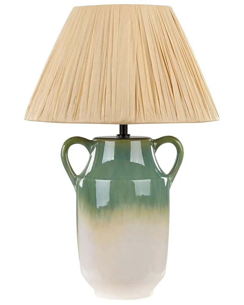Ceramic Table Lamp Vert êt and White LIMONES Sans outil d'installation