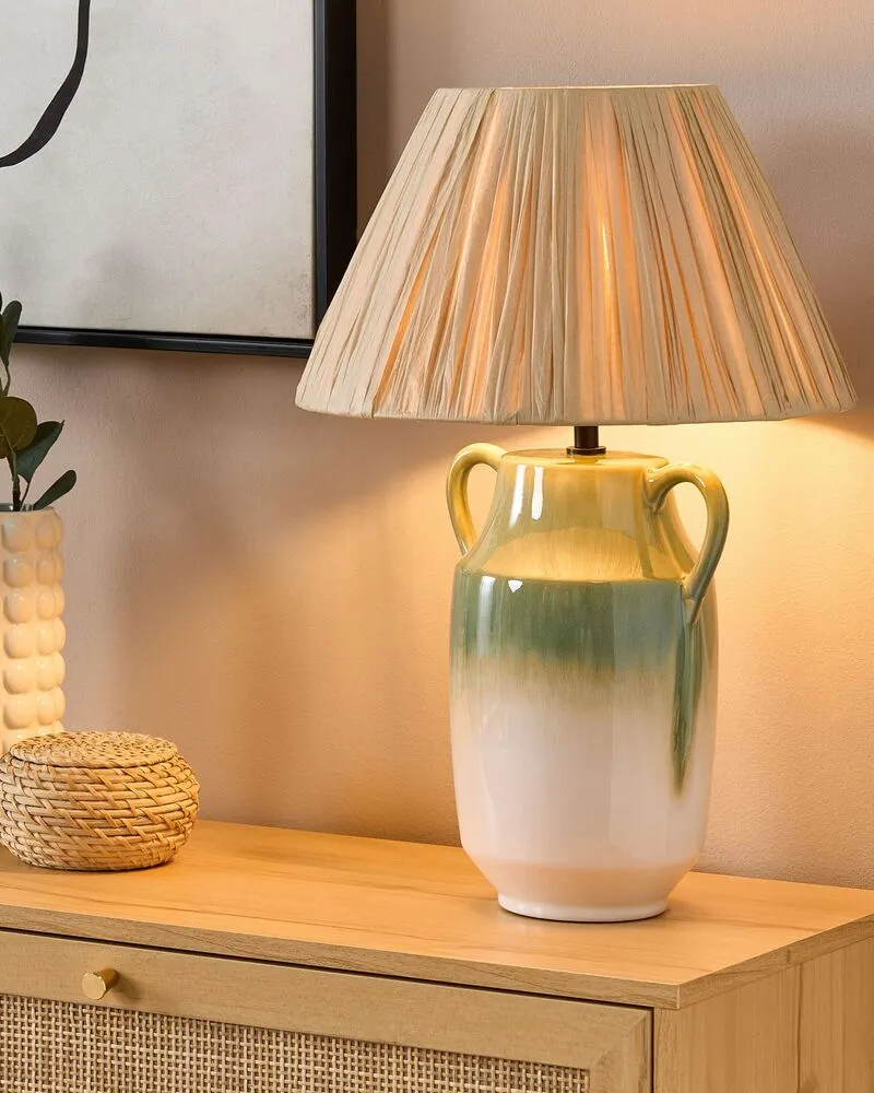 Ceramic Table Lamp Vert êt and White LIMONES Sans outil d'installation