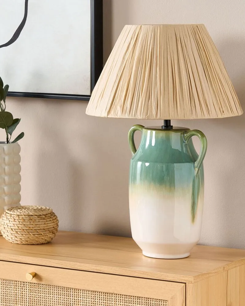 Ceramic Table Lamp Vert êt and White LIMONES Sans outil d'installation
