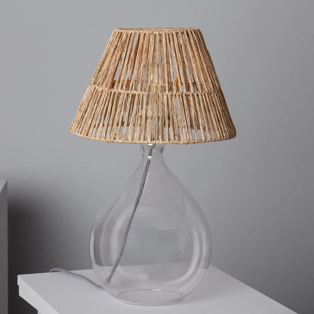 Éclairage de table en jute et verre Aurora avec LED. | 4000K | lumière neutre