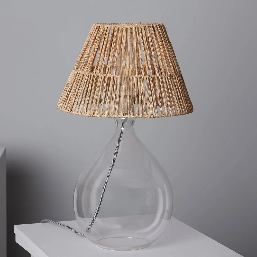 Éclairage de table en jute et verre Aurora avec LED. | 4000K | lumière neutre