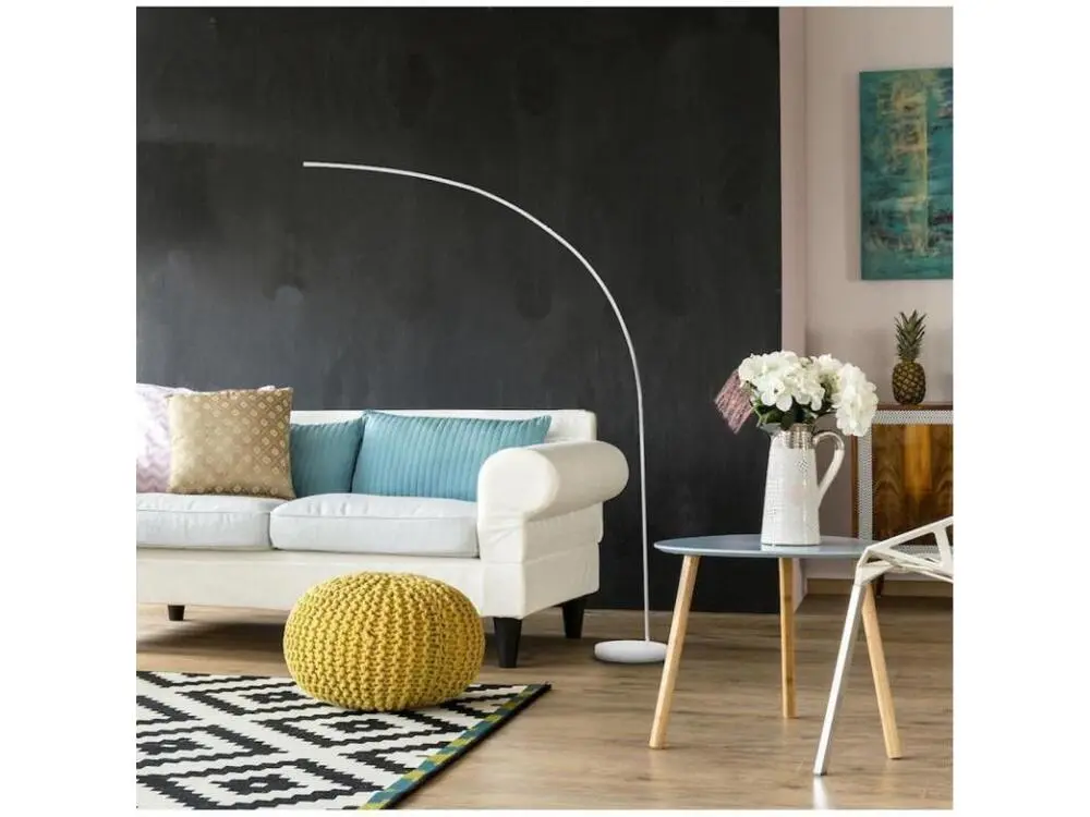 Lampadaire Arc Led Design "Ekalaka" 185cm Blanc pour plafonds suspendus